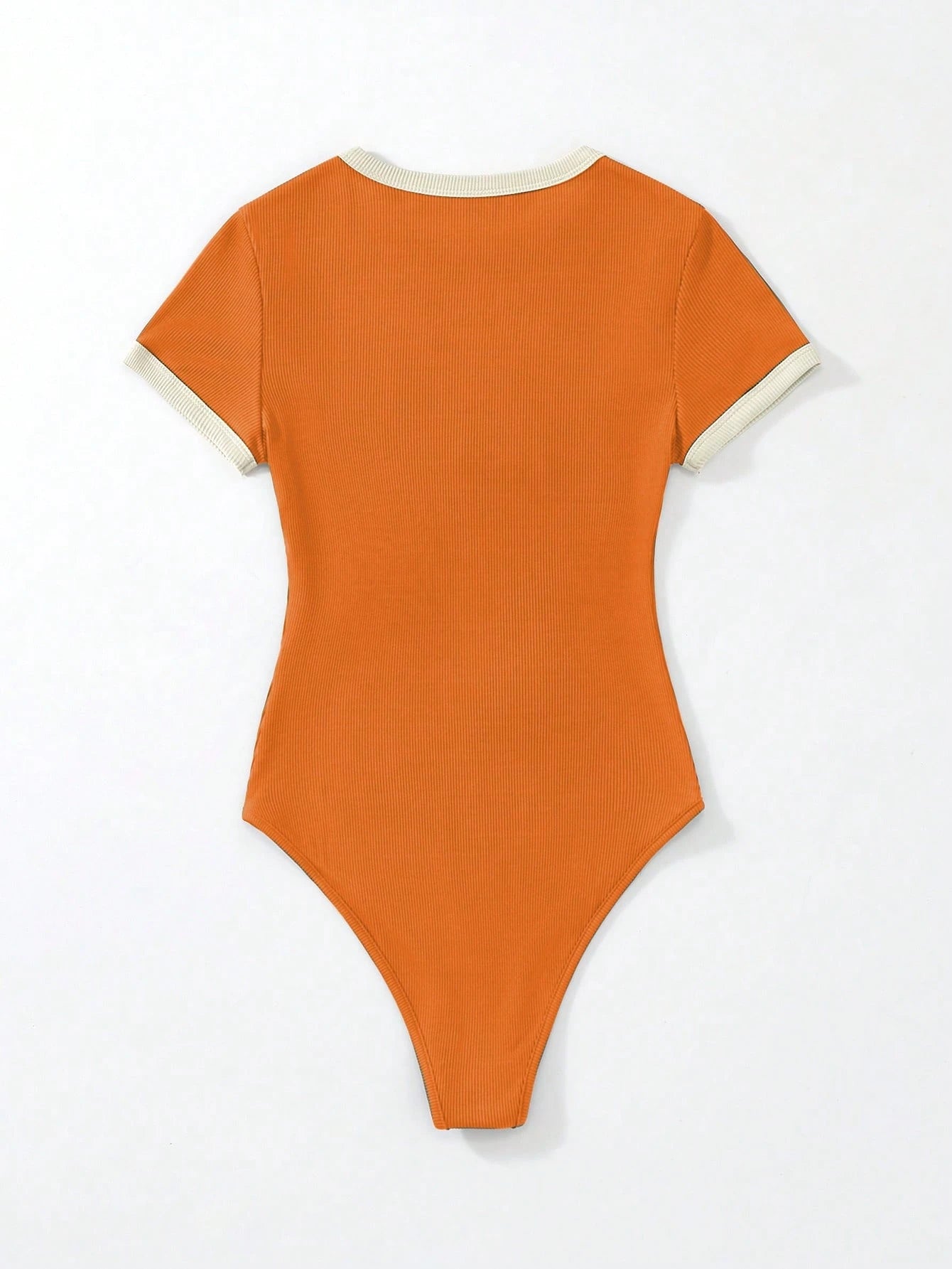 Flirla Slogan Graphic Contrast Trim Bodysuit shein