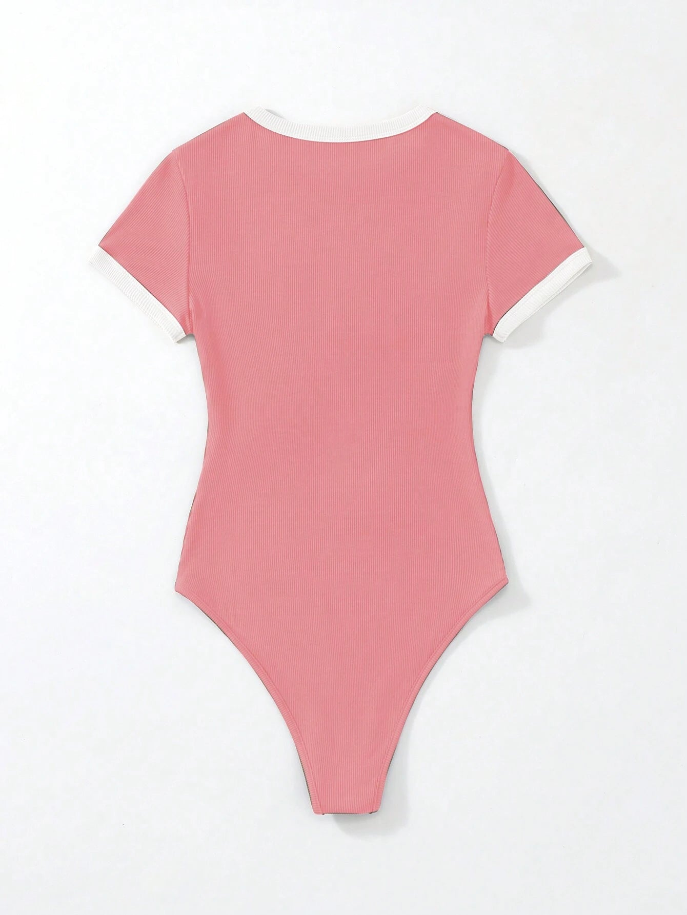 Flirla Slogan Graphic Contrast Trim Bodysuit shein