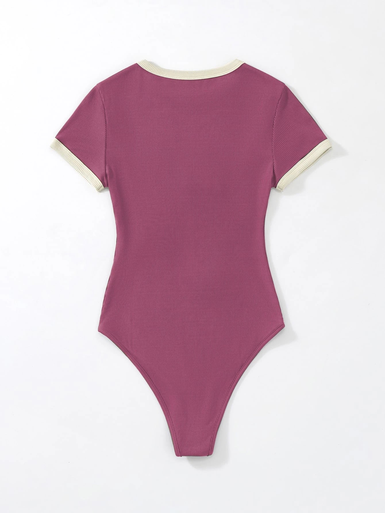 Flirla Slogan Graphic Contrast Trim Bodysuit shein