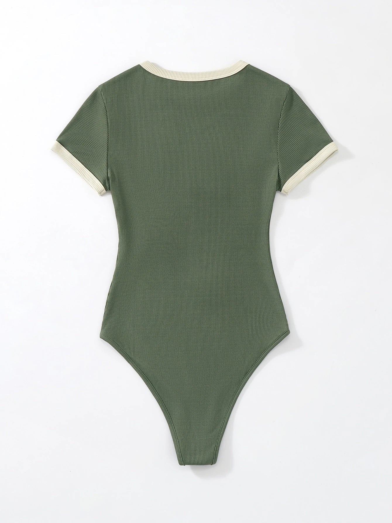 Flirla Slogan Graphic Contrast Trim Bodysuit shein