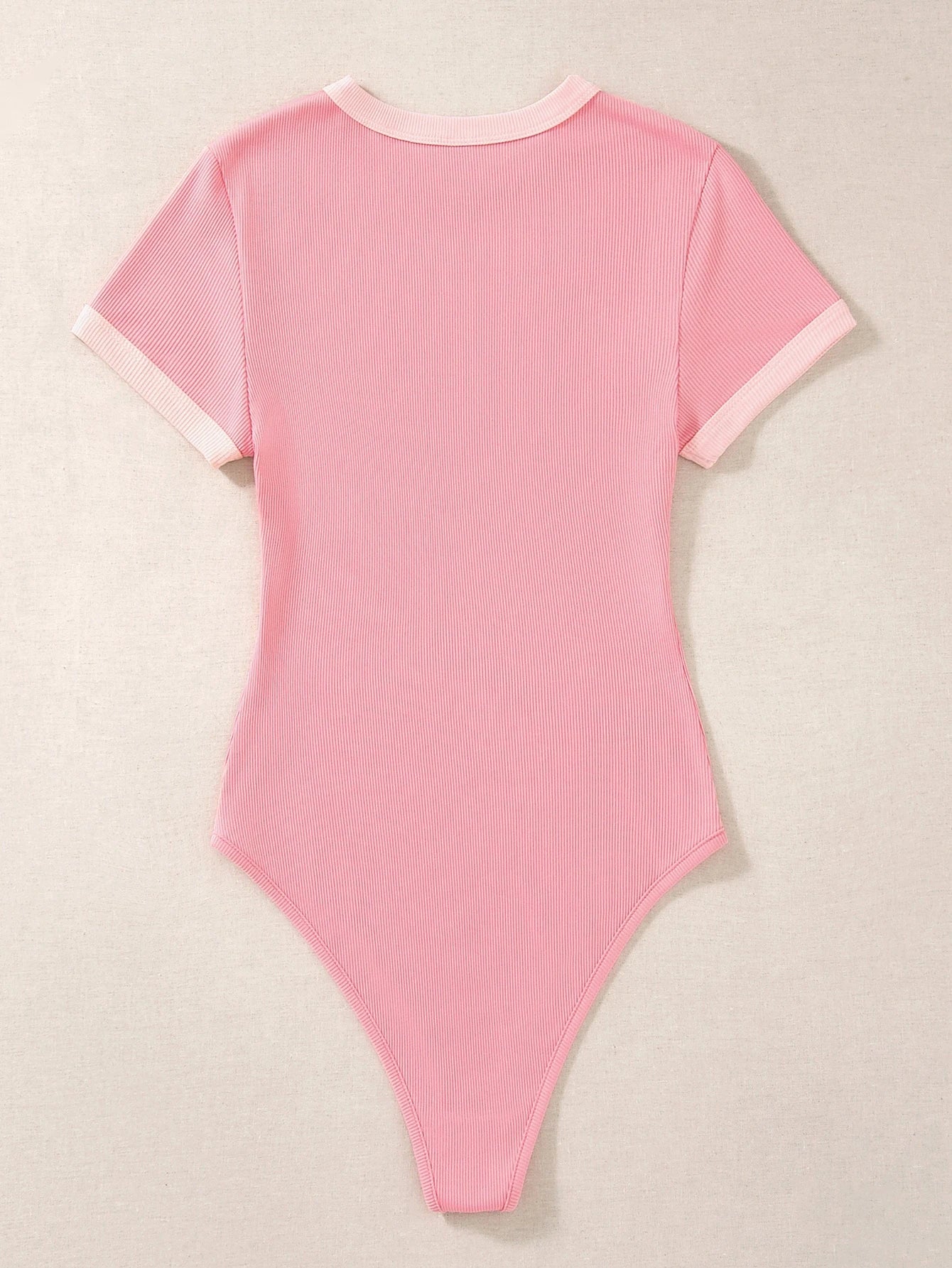 Flirla Slogan Graphic Contrast Trim Bodysuit shein