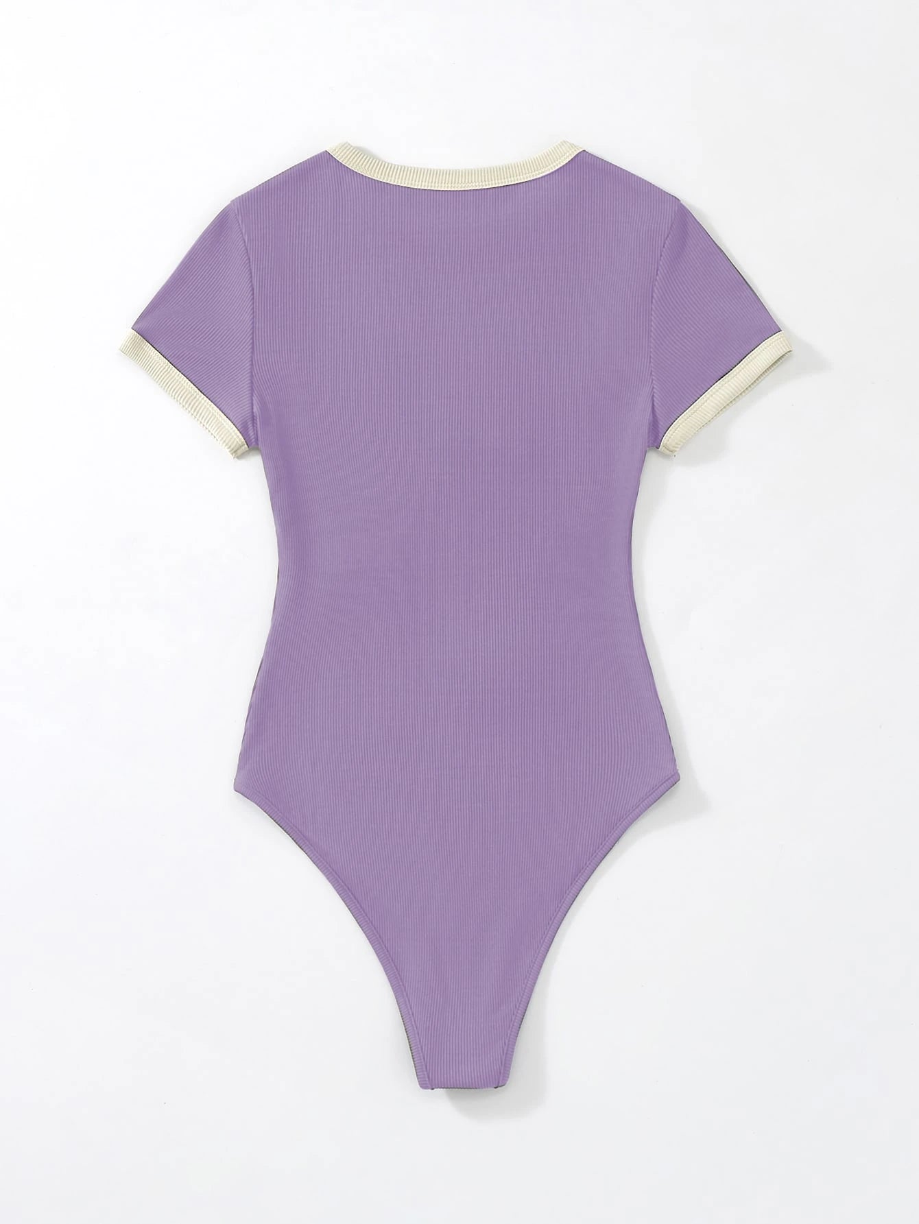 Flirla Slogan Graphic Contrast Trim Bodysuit shein