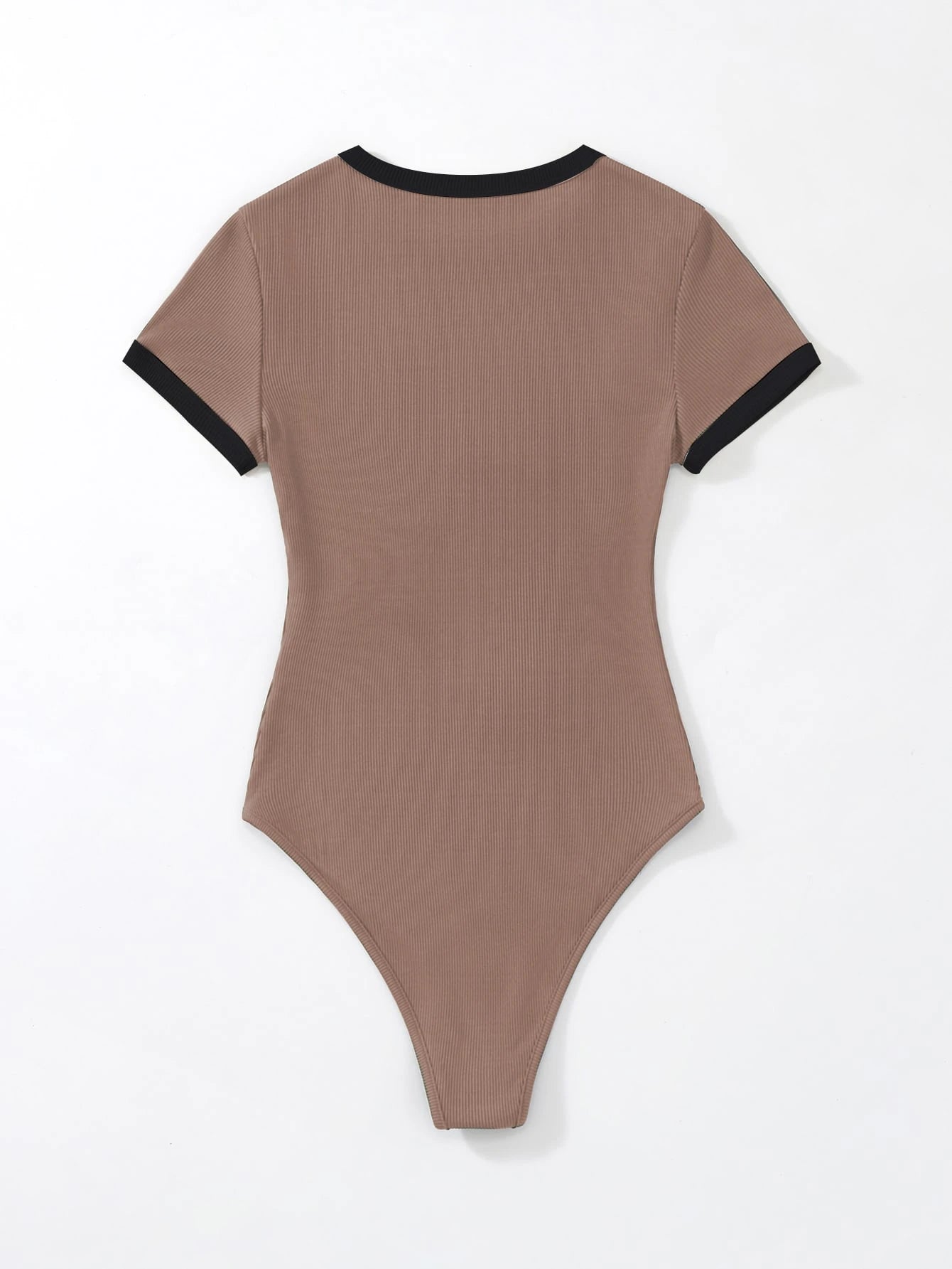 Flirla Slogan Graphic Contrast Trim Bodysuit shein