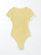 Flirla Slogan Graphic Contrast Trim Bodysuit shein