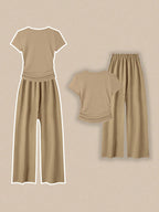 Franclia Women Casual 2 Pieces Set With Round Neck Short Sleeve T-Shirt And Pants shein