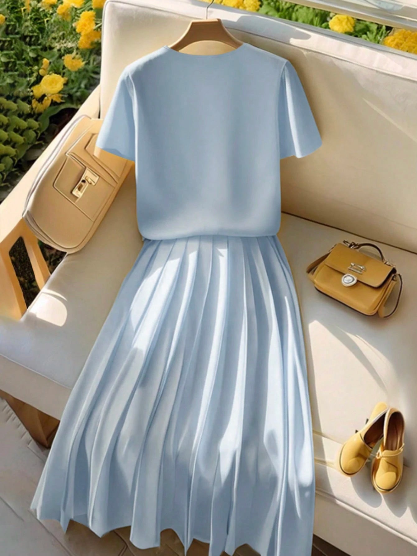 Women Elegant Cardigan Short Sleeve Outfit Set