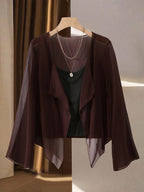 Chiquease Solid Color Bell Sleeve Jacket