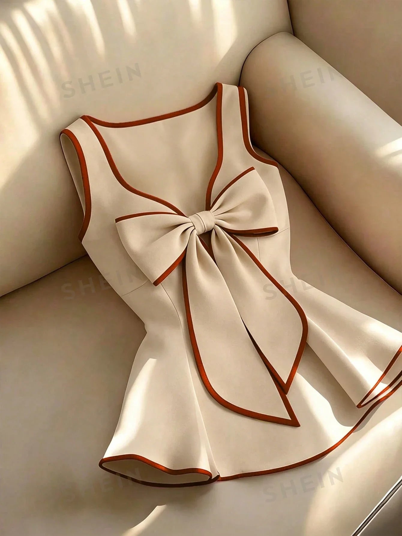Women's Elegant Contrast Color Trim Bow Decor Camisole Top shein