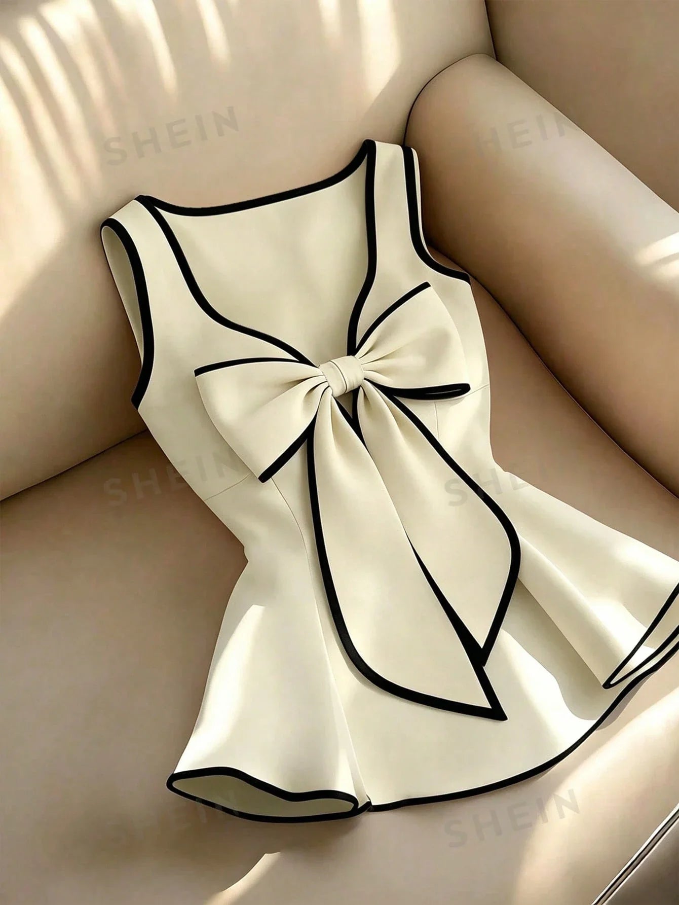 Women's Elegant Contrast Color Trim Bow Decor Camisole Top shein