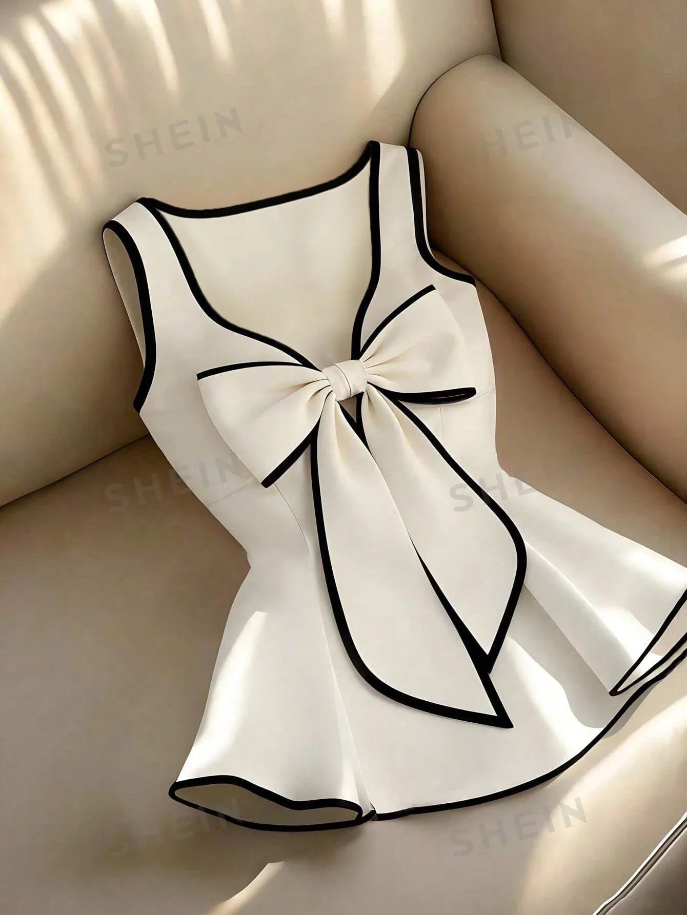 Women's Elegant Contrast Color Trim Bow Decor Camisole Top shein