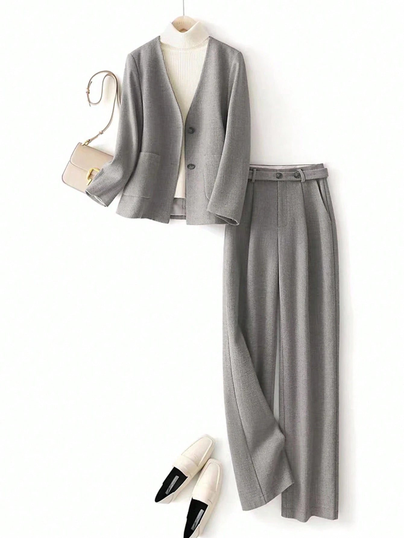 Women's Luxury Elegant Autumn Fashion 2 In 1 Jacket And Pants Set