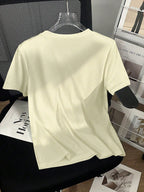 Women's Casual Studded And Chain Decor Round Neck Short Sleeve T-Shirt shein