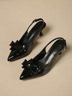 Classic French Style Elegant Strap Sandals With Bowknot Decor shein