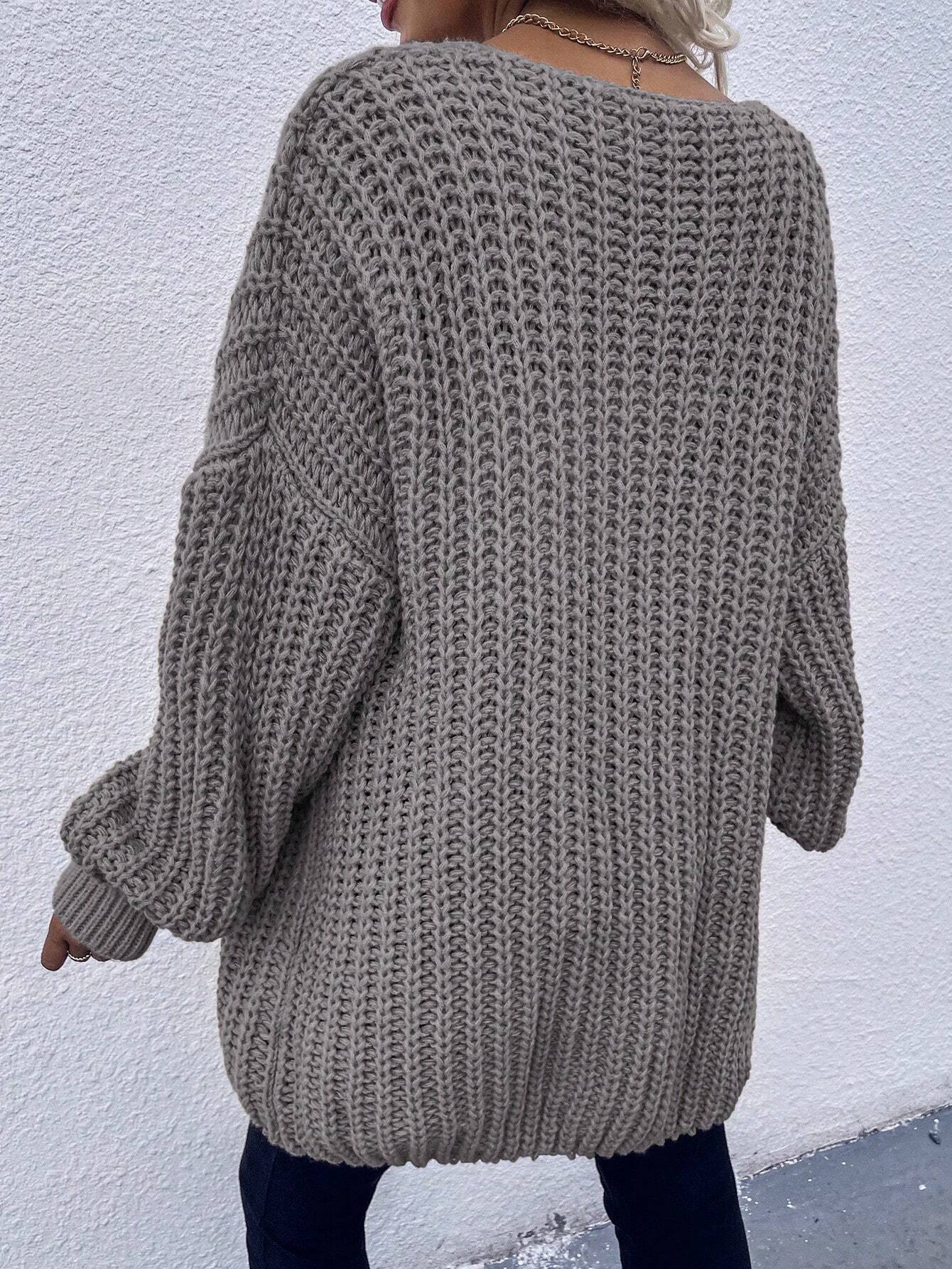 Frenchy Chunky Knit Drop Shoulder Cardigan shein