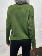 Frenchy Lace Panel Drop Shoulder Sweater shein