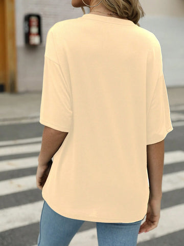 Fruit & Cherry Print Short Sleeve Round Neck Casual T-Shirt