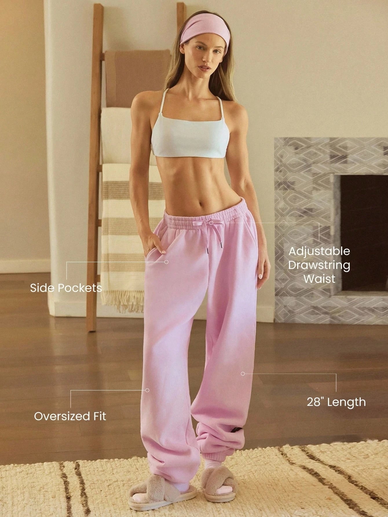 Heavyweight Fleece Oversized Fit Adjustable Drawstring Waist Basic Joggers