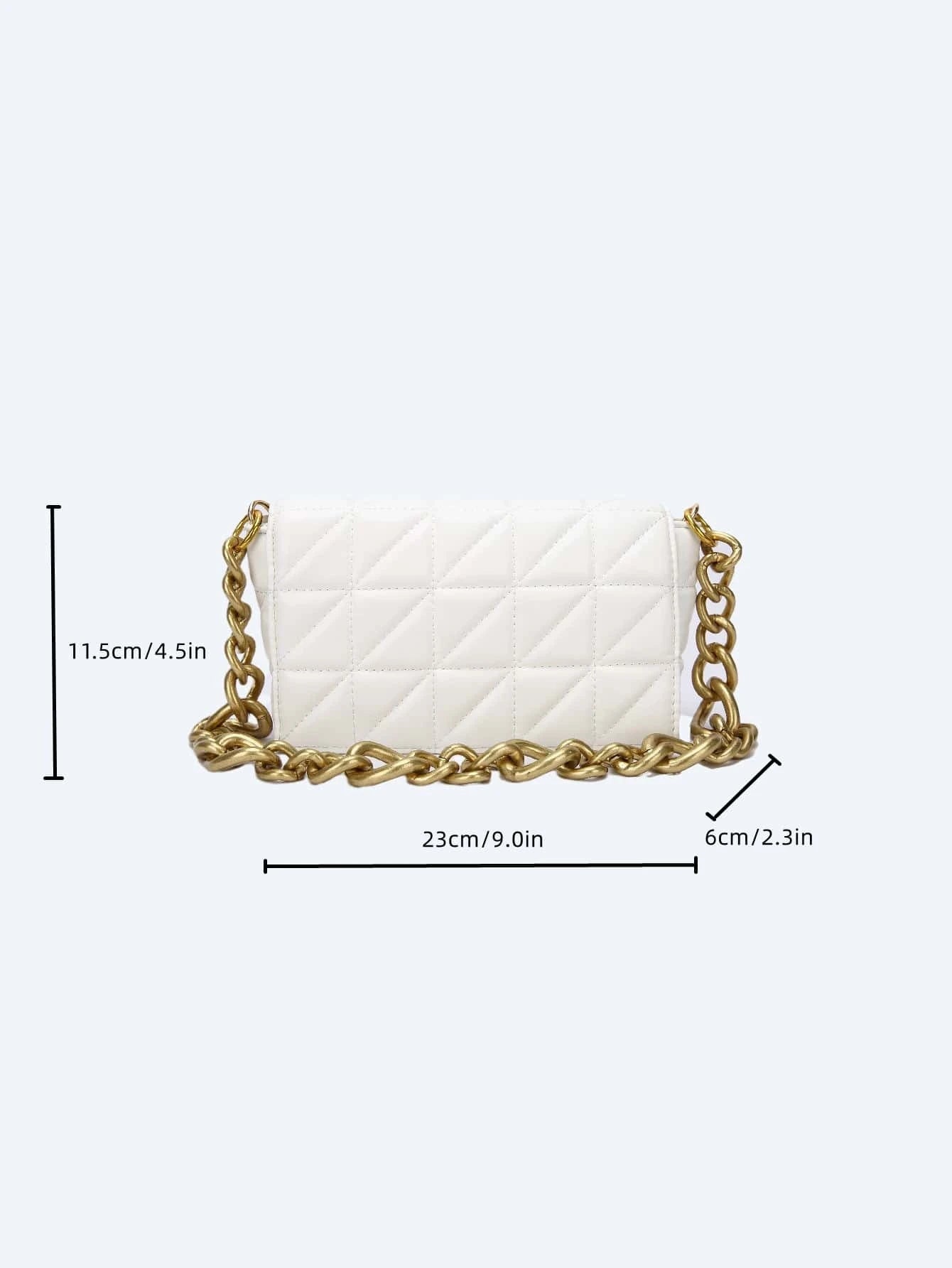 Geometric Quilted Chain Flap Square Bag shein