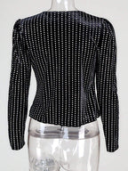 Gigot Sleeve Open Front Sequin Jacket shein