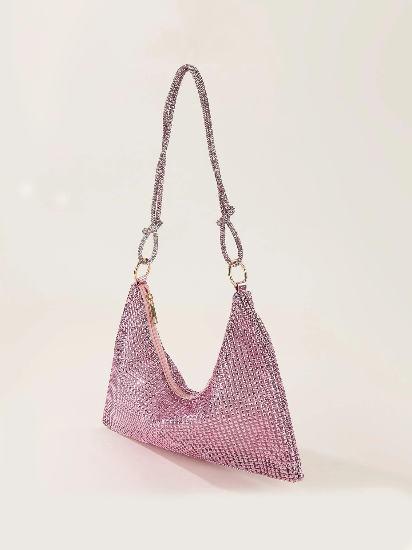 Glamorous Glitter Bling, Sequin, Luxury, Shiny Neon Pink Rhinestone Decor Hobo Bag shein