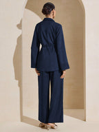 Graceveil 2pcs Set: Solid Color Shirt Collar Metal Decor Belt