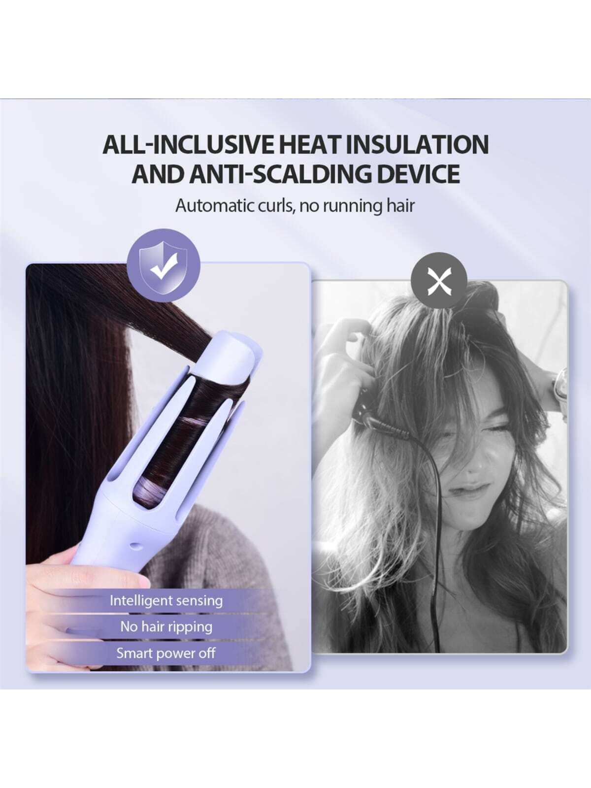 Heat Curling Iron 32Mm Automatic Hair Curler For Women Tourmaline Ceramic Curling Iron Rotating Roller shein