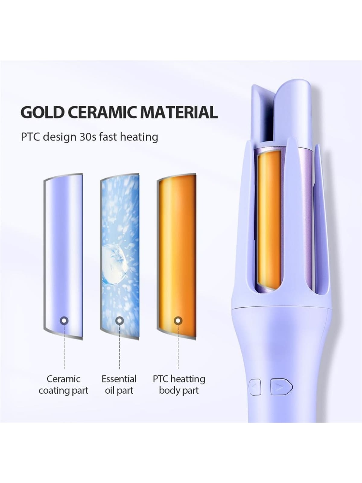 Heat Curling Iron 32Mm Automatic Hair Curler For Women Tourmaline Ceramic Curling Iron Rotating Roller shein
