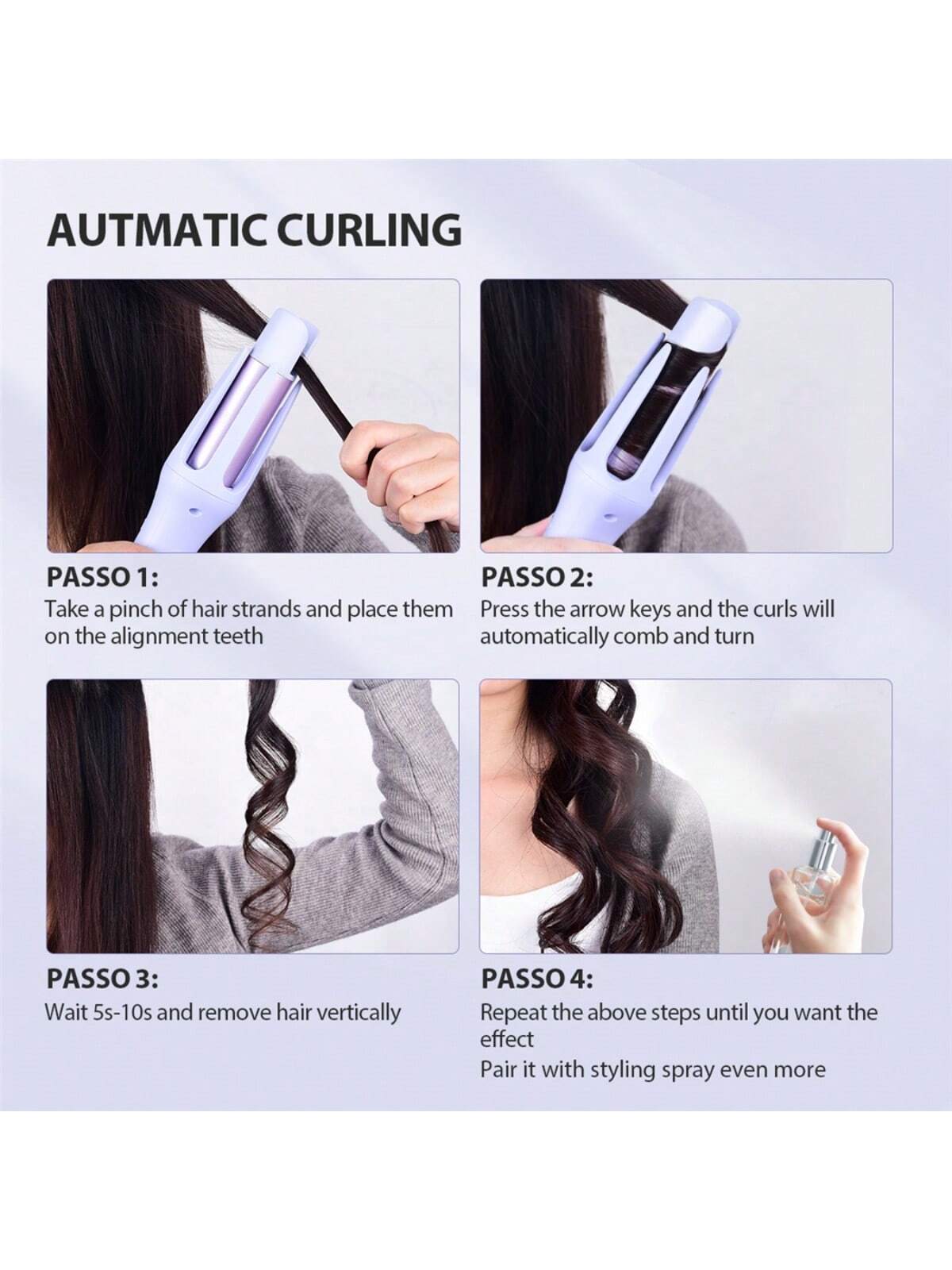 Heat Curling Iron 32Mm Automatic Hair Curler For Women Tourmaline Ceramic Curling Iron Rotating Roller shein