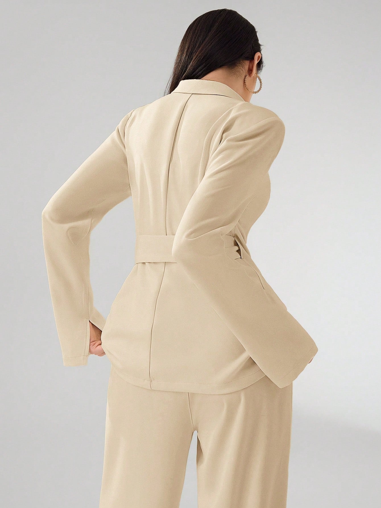 Women's Solid Color Long Sleeve Blazer Jacket shein