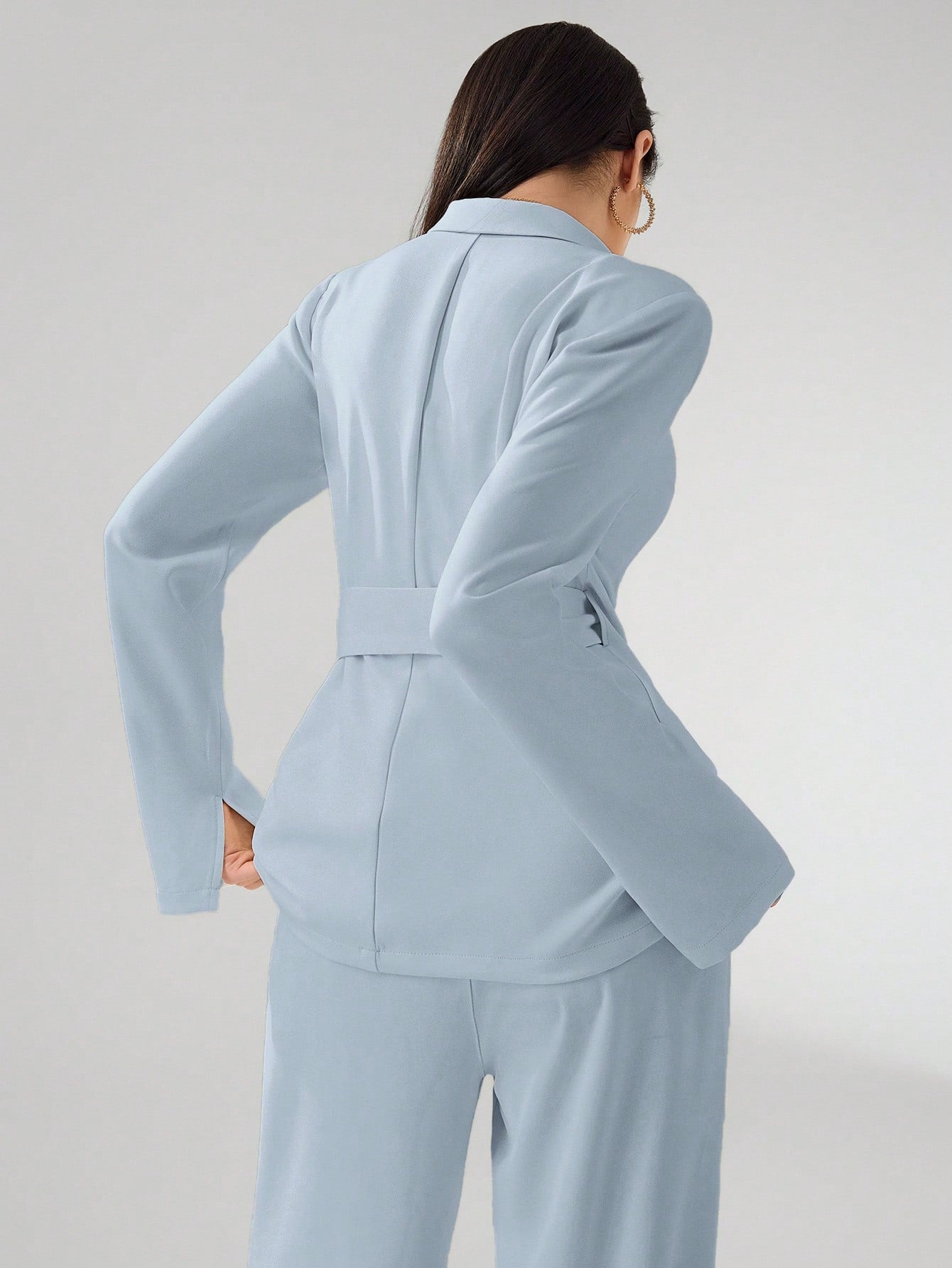Women's Solid Color Long Sleeve Blazer Jacket shein