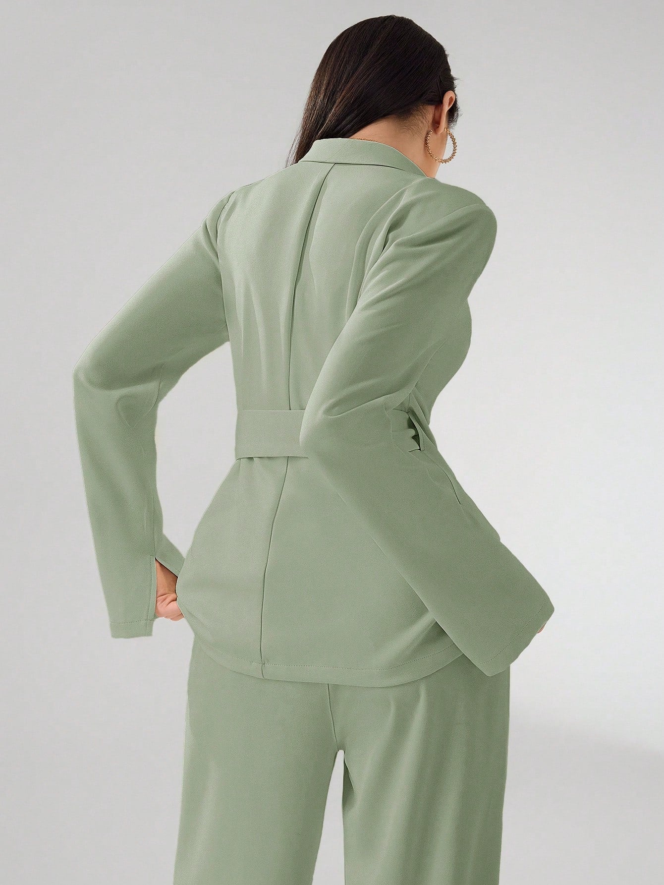 Women's Solid Color Long Sleeve Blazer Jacket shein