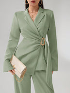 Women's Solid Color Long Sleeve Blazer Jacket shein