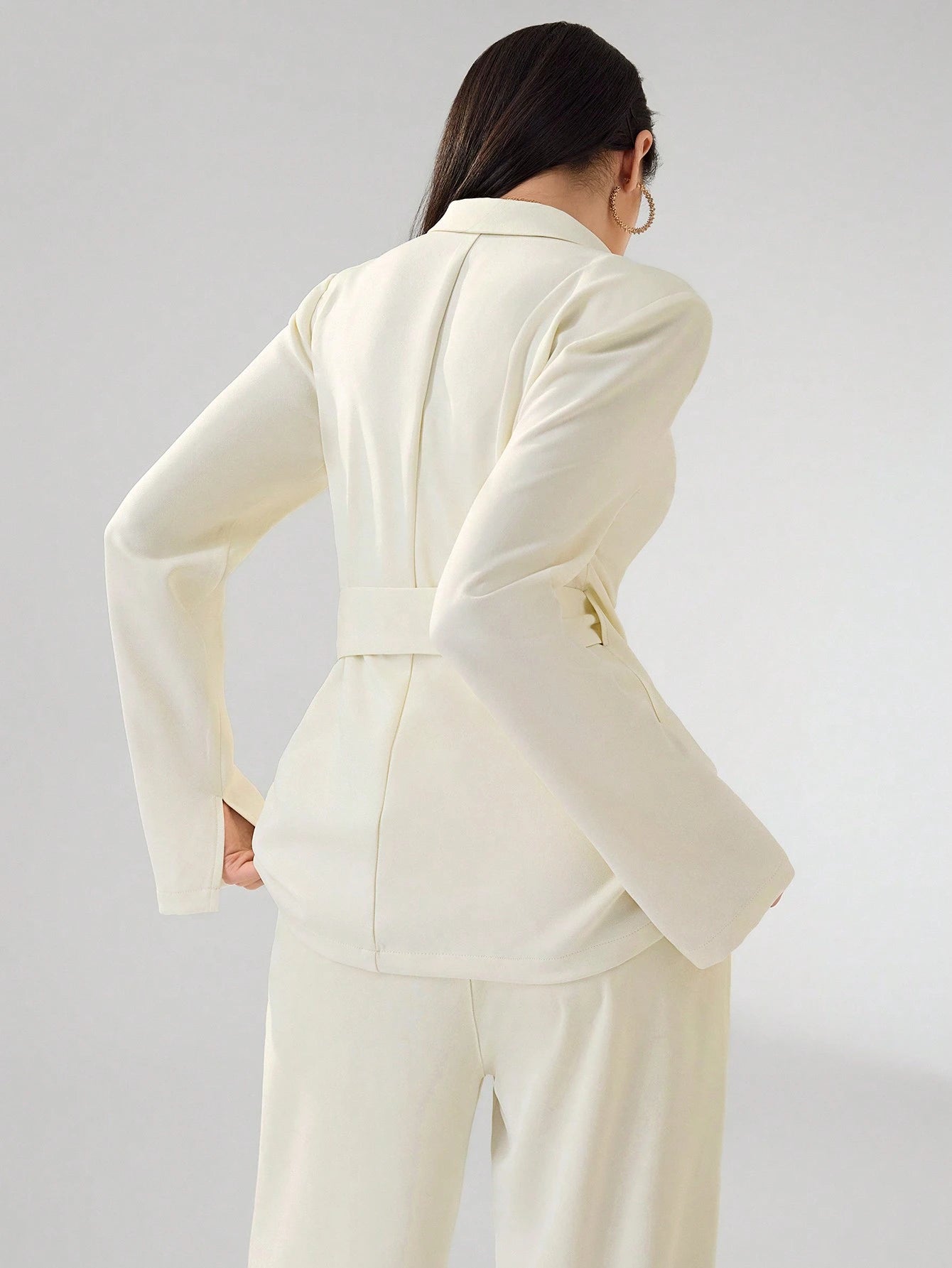 Women's Solid Color Long Sleeve Blazer Jacket shein