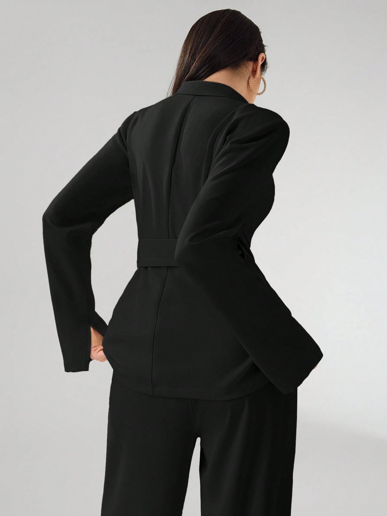 Women's Solid Color Long Sleeve Blazer Jacket shein