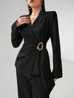 Women's Solid Color Long Sleeve Blazer Jacket shein