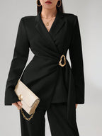 Women's Solid Color Long Sleeve Blazer Jacket shein