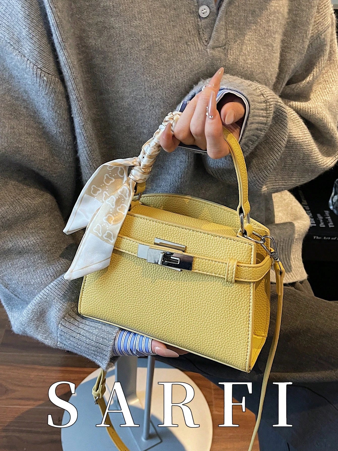 Fashionable High-End Litchi Grain Women's Handbag