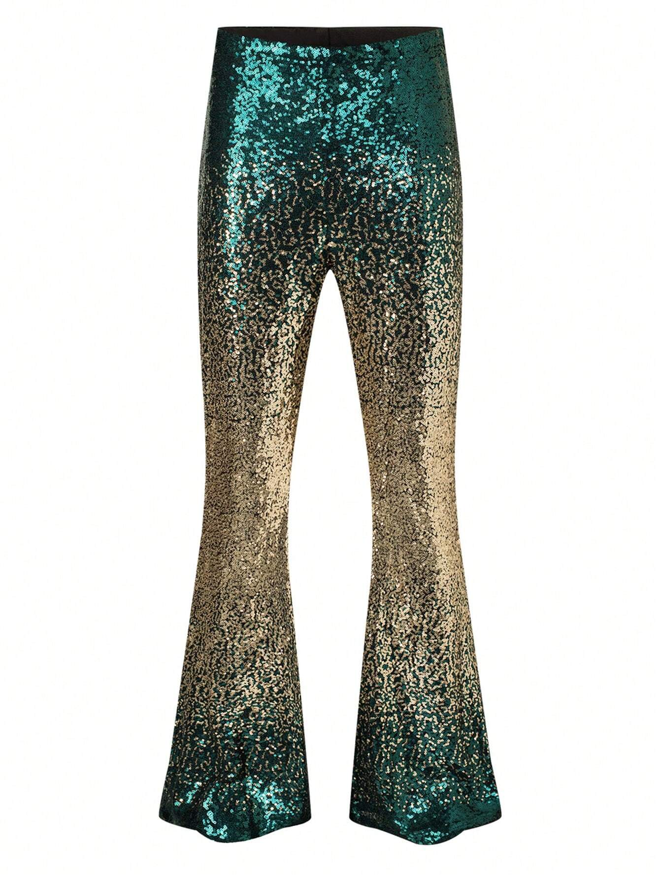 High Waist Gradient Sequined Pants shein