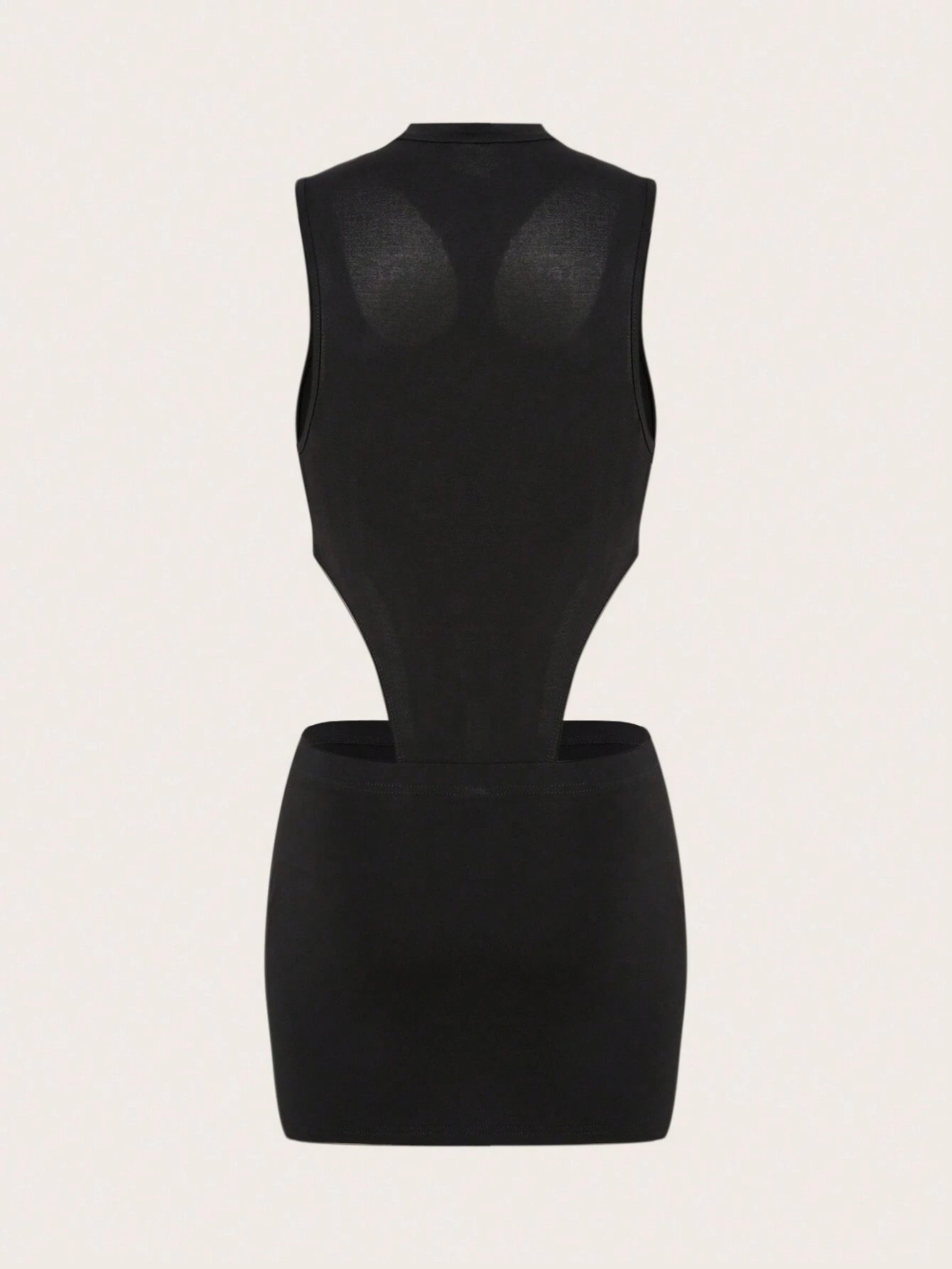 ICON Cut Out Mesh Insert Tank Bodysuit & Bodycon Skirt shein