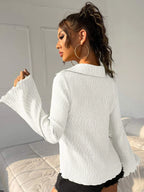 ICON Flounce Sleeve Lettuce Trim Shirt shein