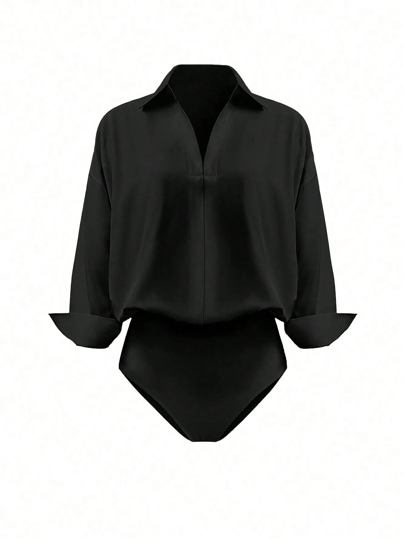 Women's Daily Casual Solid Color Minimalist Long Sleeve Shirt Bodysuit