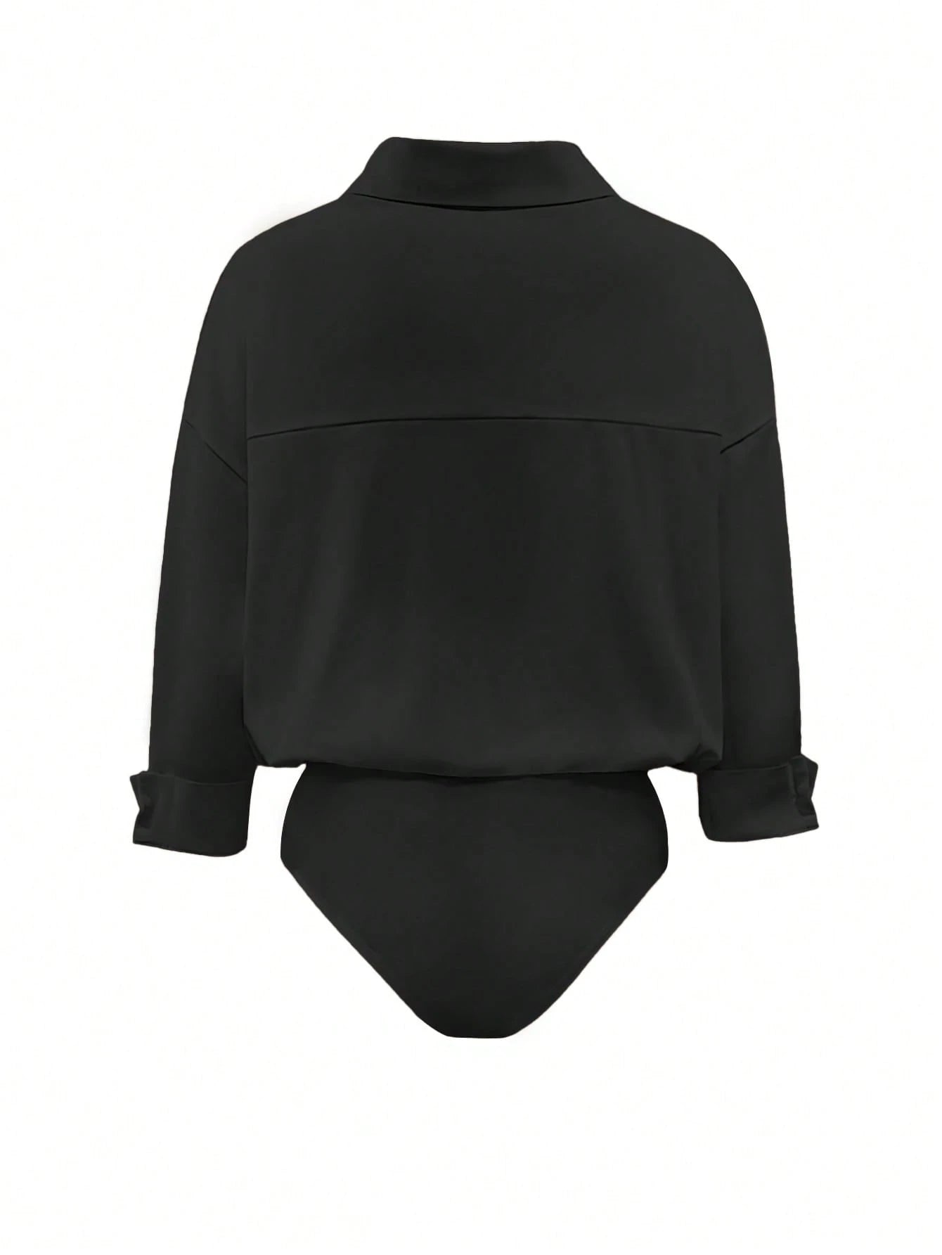 Women's Daily Casual Solid Color Minimalist Long Sleeve Shirt Bodysuit shein