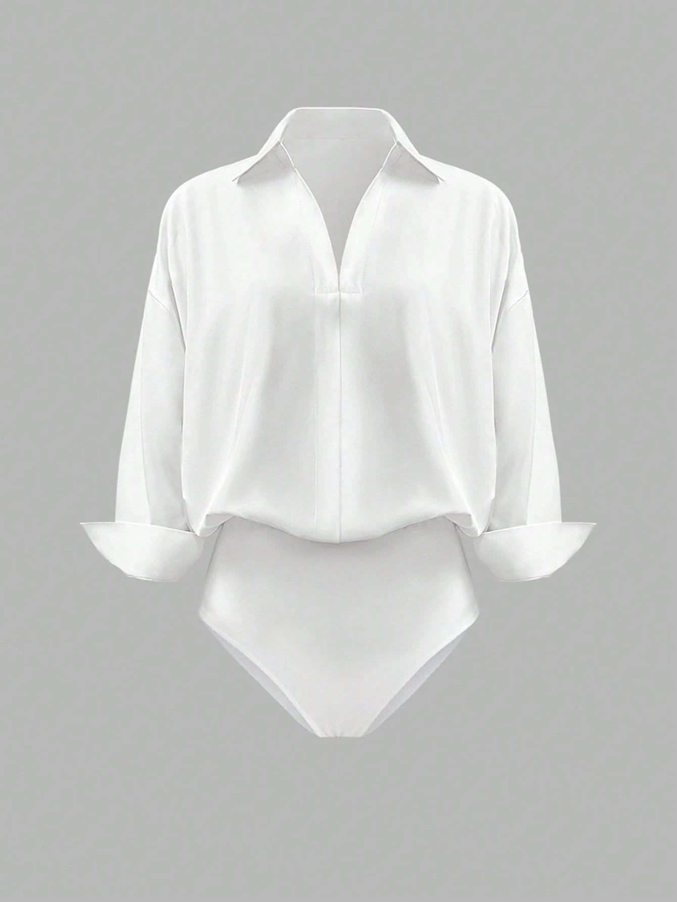 Women's Daily Casual Solid Color Minimalist Long Sleeve Shirt Bodysuit