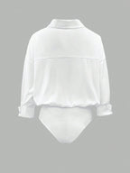 Women's Daily Casual Solid Color Minimalist Long Sleeve Shirt Bodysuit shein