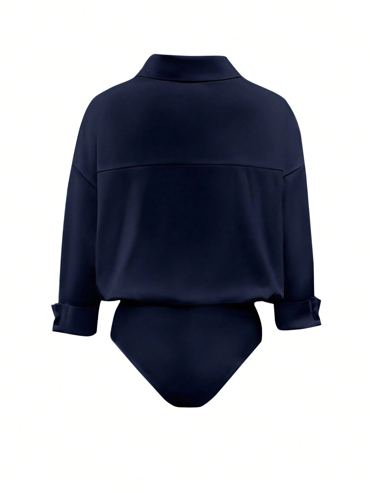 Women's Daily Casual Solid Color Minimalist Long Sleeve Shirt Bodysuit shein