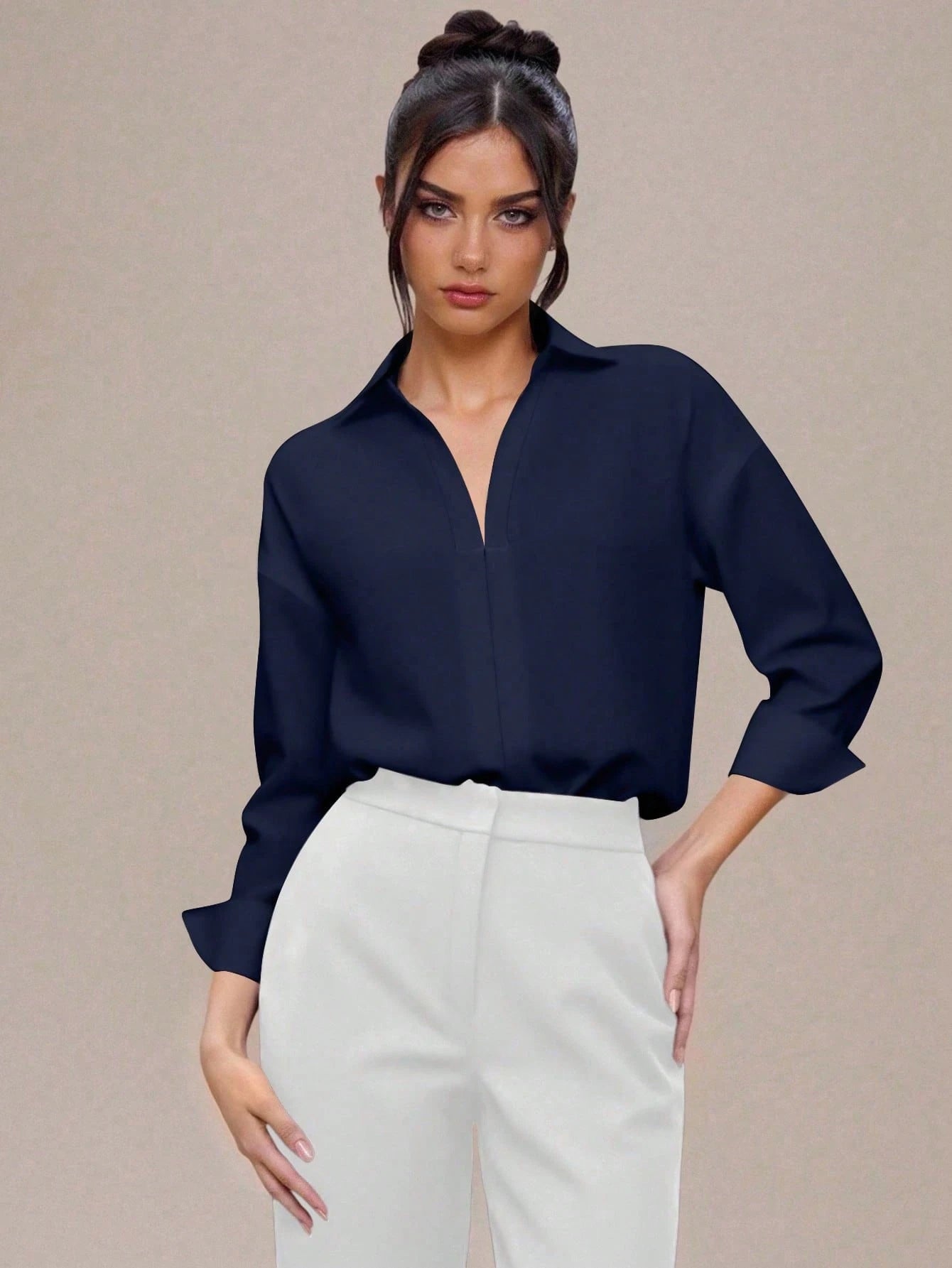 Women's Daily Casual Solid Color Minimalist Long Sleeve Shirt Bodysuit