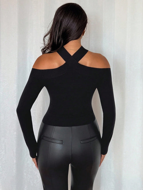 Cold Shoulder Top shein