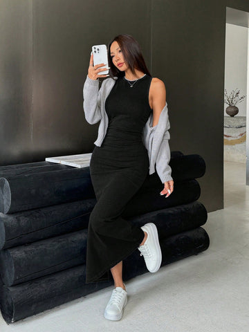 ICON Women's Sleeveless Denim Dress, Form-Fitting
