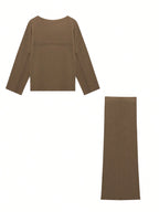 Knit Mix Elegant Women's Knitted Sweater Set shein