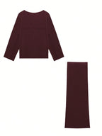 Knit Mix Elegant Women's Knitted Sweater Set shein